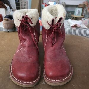 Women's Red Leather Ankle Boots